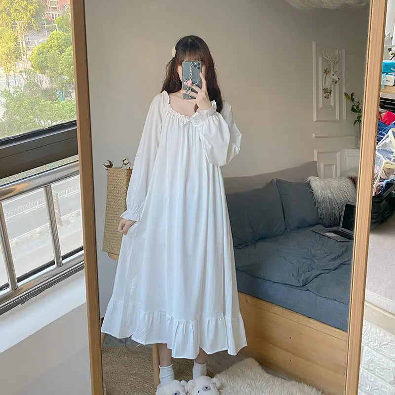Nightgowns Women Lovely Pure Trendy Sleepwear Basic Ulzzang Baggy Maiden Princess Style Sweetie Autumn Homewear Female Popular