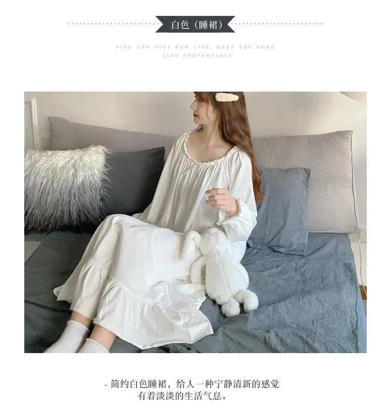 Nightgowns Women Lovely Pure Trendy Sleepwear Basic Ulzzang Baggy Maiden Princess Style Sweetie Autumn Homewear Female Popular