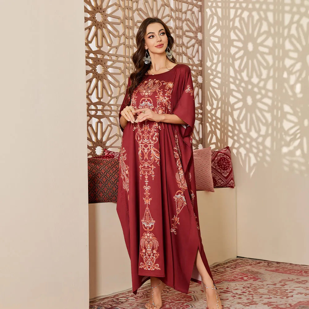 Nightgown Half Sleeve Bathrobe Homewear Women Loose Sleepwear Satin Nightwear Print Flower Loungewear Sleepshirt