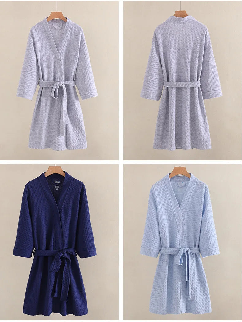 Night Wears Nightgowns Female Kimono Sleepwear Casual Peignoir Femme New Spring Autumn Bathrobe Women Loose Waffle Morning Robe