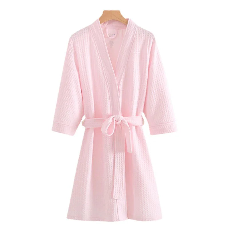 Night Wears Nightgowns Female Kimono Sleepwear Casual Peignoir Femme New Spring Autumn Bathrobe Women Loose Waffle Morning Robe