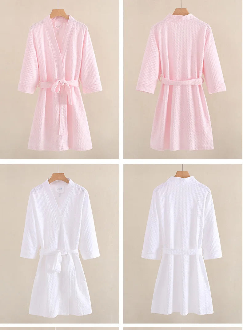 Night Wears Nightgowns Female Kimono Sleepwear Casual Peignoir Femme New Spring Autumn Bathrobe Women Loose Waffle Morning Robe