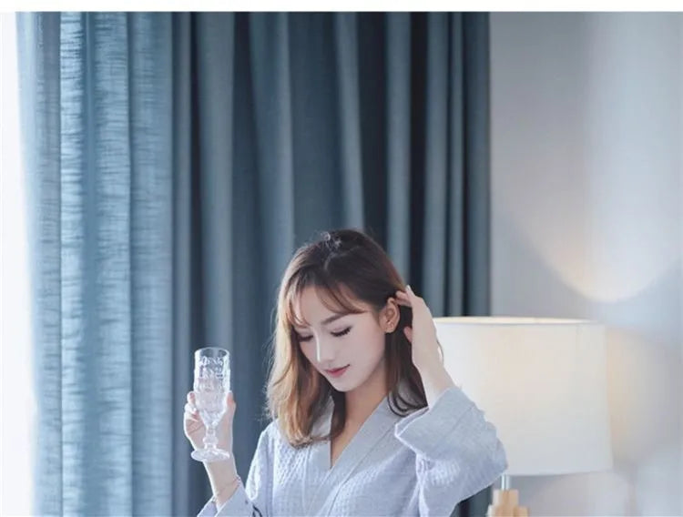Night Wears Nightgowns Female Kimono Sleepwear Casual Peignoir Femme New Spring Autumn Bathrobe Women Loose Waffle Morning Robe