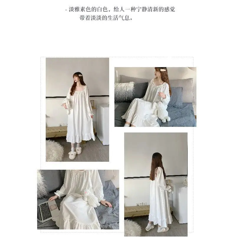 Nightgowns Women Lovely Pure Trendy Sleepwear Basic Ulzzang Baggy Maiden Princess Style Sweetie Autumn Homewear Female Popular