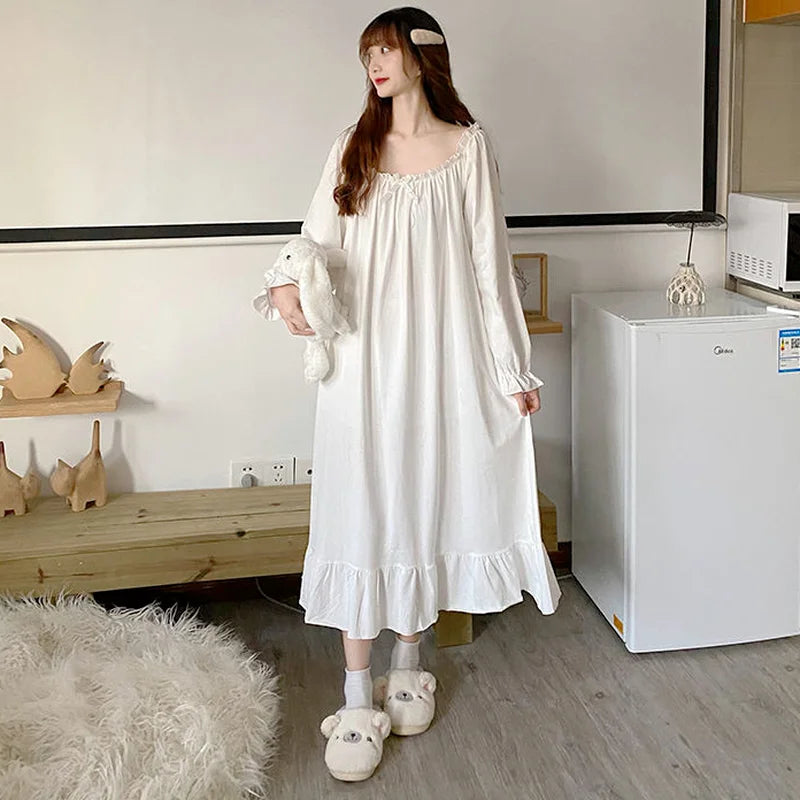 Nightgowns Women Lovely Pure Trendy Sleepwear Basic Ulzzang Baggy Maiden Princess Style Sweetie Autumn Homewear Female Popular