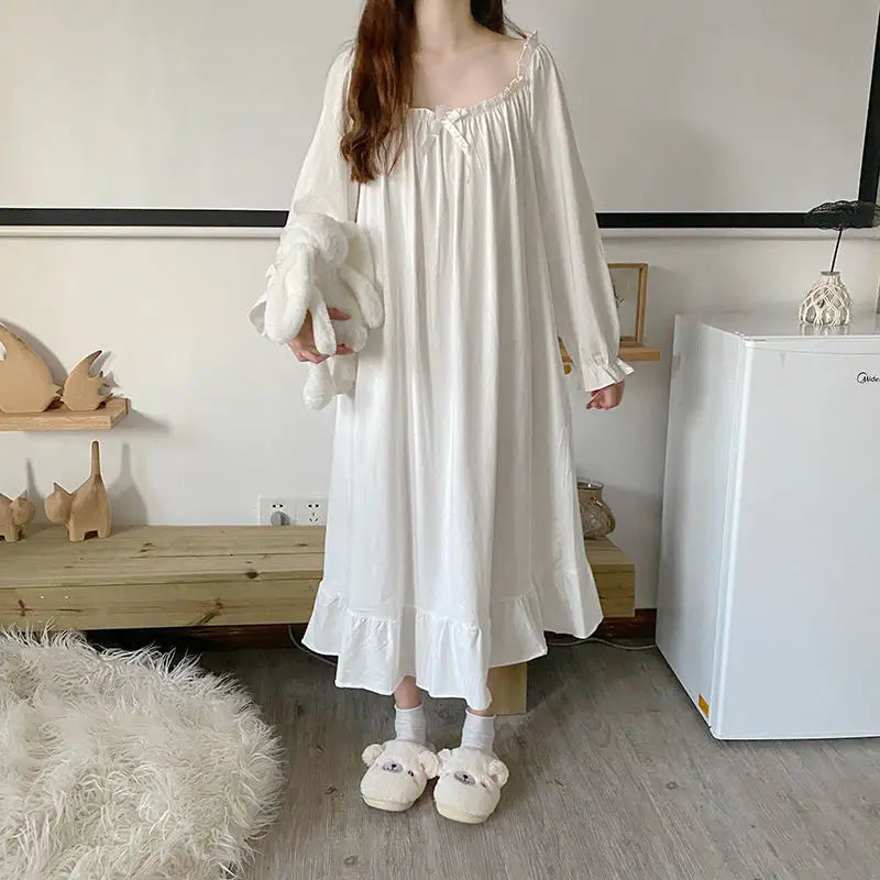 Nightgowns Women Lovely Pure Trendy Sleepwear Basic Ulzzang Baggy Maiden Princess Style Sweetie Autumn Homewear Female Popular