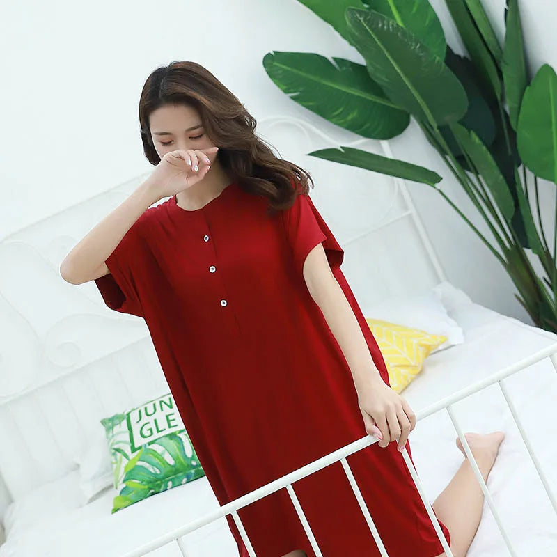 Women Nightgowns Summer Sleepwear Casual Night Dresses Plus size Short Sleeve dresses women Loose Nightdress Home Clothes
