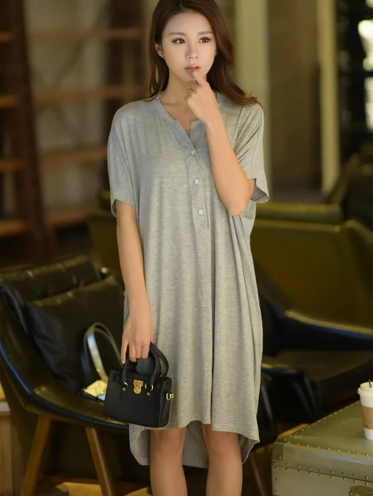 Women Nightgowns Summer Sleepwear Casual Night Dresses Plus size Short Sleeve dresses women Loose Nightdress Home Clothes