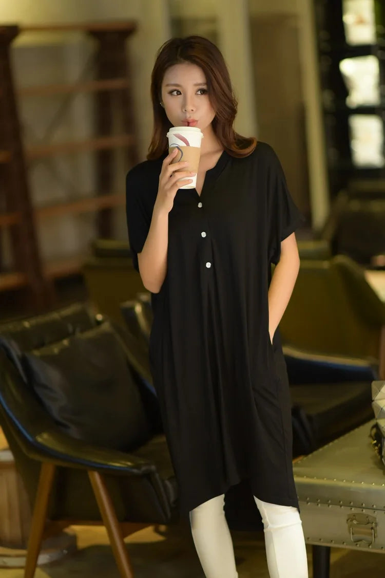 Women Nightgowns Summer Sleepwear Casual Night Dresses Plus size Short Sleeve dresses women Loose Nightdress Home Clothes