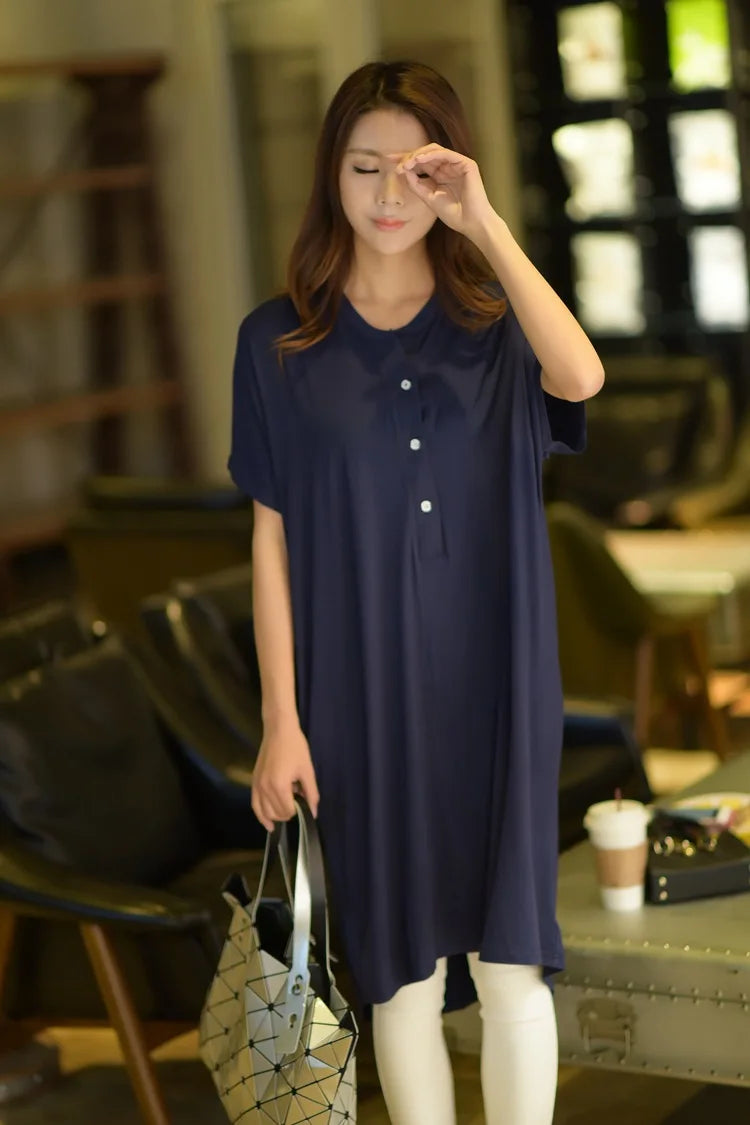 Women Nightgowns Summer Sleepwear Casual Night Dresses Plus size Short Sleeve dresses women Loose Nightdress Home Clothes