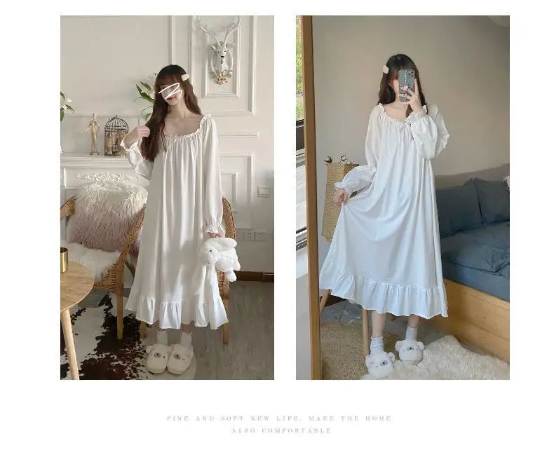 Nightgowns Women Lovely Pure Trendy Sleepwear Basic Ulzzang Baggy Maiden Princess Style Sweetie Autumn Homewear Female Popular