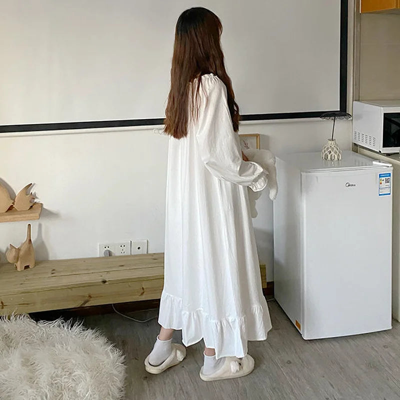 Nightgowns Women Lovely Pure Trendy Sleepwear Basic Ulzzang Baggy Maiden Princess Style Sweetie Autumn Homewear Female Popular