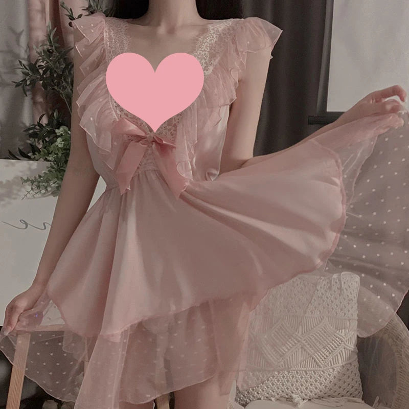 Nightgowns Women Sexy Nightwear Solid Ladies Summer Fashion Breathable Korean Style Sleepwear Basic V-neck Chic Loose Lace Cozy