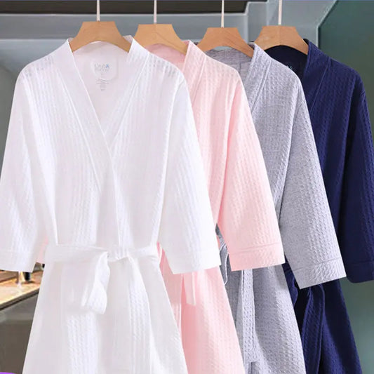 Night Wears Nightgowns Female Kimono Sleepwear Casual Peignoir Femme New Spring Autumn Bathrobe Women Loose Waffle Morning Robe