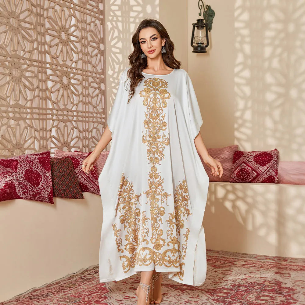 Nightgown Half Sleeve Bathrobe Homewear Women Loose Sleepwear Satin Nightwear Print Flower Loungewear Sleepshirt